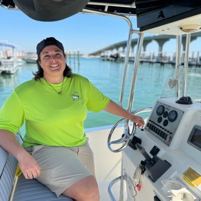 a person standing on a boat