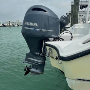 a close up of a yamaha boat motor