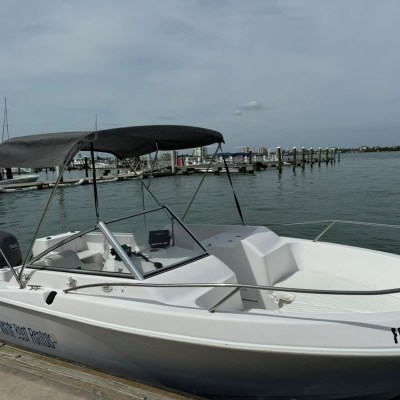 a boat sitting parked at St Pete dock